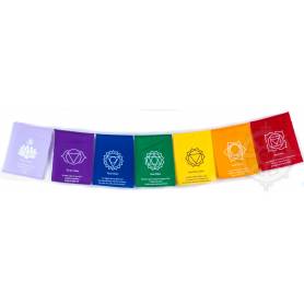 Drapeaux à prières 7 CHAKRAS - Taille M - Coton haute qualité