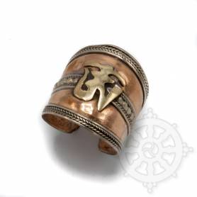 Bague en cuivre large avec OM doré