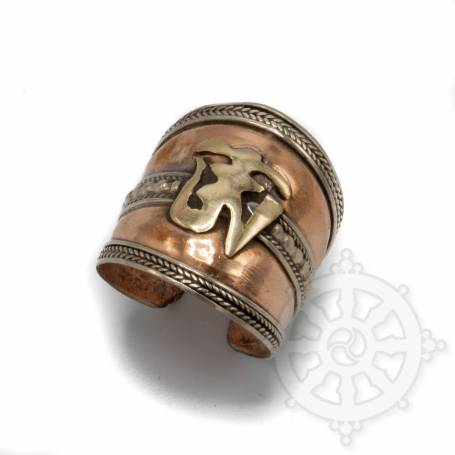 Bague en cuivre large avec OM doré