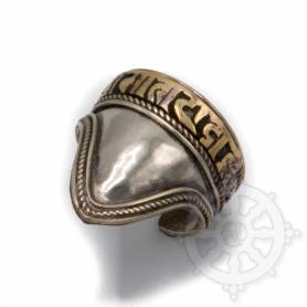 Bague métal avec OM MANI doré