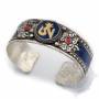 Bracelet argenté incrusté de pierres couleurs lapis - OM