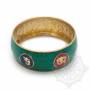 Bracelet fermé en laiton incrusté de pierres - OM MANI