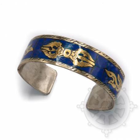 Bracelet argenté incrusté de pierres bleues - Dorjé