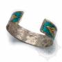 Bracelet argenté incrusté de pierres turquoises - Dorjé