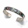 Bracelet argenté incrusté de petites pierres multicolores - OM MANI