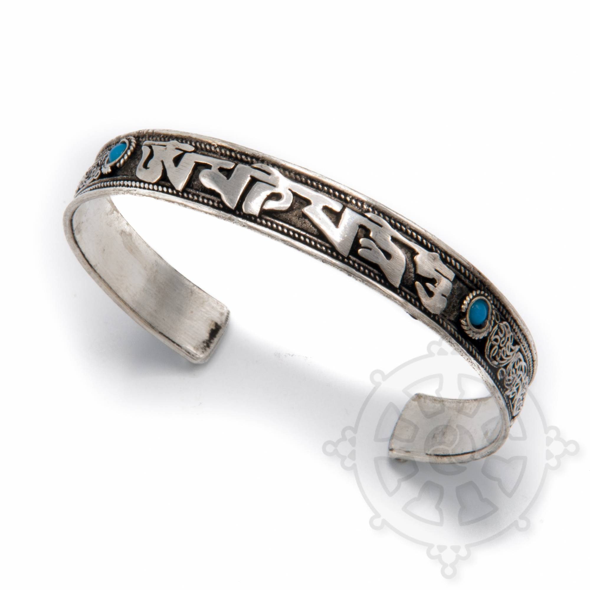 spleet groentje antenne Zilveren armband met turkoois - mantra OM MANI - Juwelen Tibet en Nepal