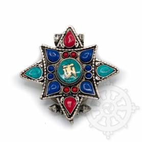 Ghau argenté incrusté de pierres - OM turquoise