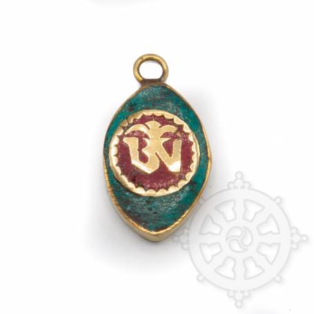 Pendentif en cuivre incrusté turquoise - OM