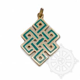 Pendentif en cuivre incrusté turquoise - Noeud de l'infini