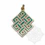 Pendentif en cuivre incrusté turquoise - Noeud de l'infini