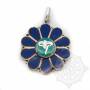 Pendentif laiton incrusté de pierres - Yeux du Bouddha turquoise