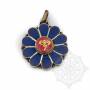 Pendentif laiton incrusté de pierres - Yeux du Bouddha rouge