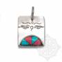 Pendentif argenté incrusté pierre - Yeux du Bouddha