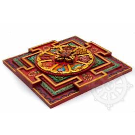 Magnifique scuplture en bois d'un Mandala en 3D