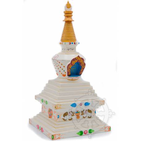 Splendide stupa en bois peint pour votre autel