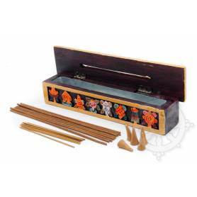 Boîte brûleur d'encens en bois peint, rectangulaire, petite