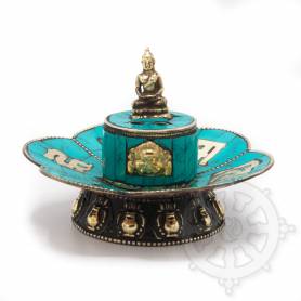 Brûleur encens, rond,OM, turquoise