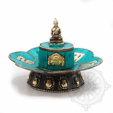 Brûleur encens, rond,OM, turquoise