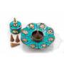 Brûleur encens, rond,AUSPICIEUX, turquoise