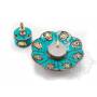 Brûleur encens, rond,AUSPICIEUX, turquoise