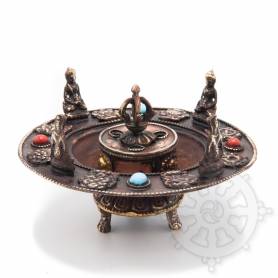 Brûleur encens, rond, 4 Bouddhas