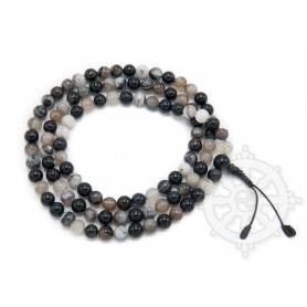 Malas de 108 perles en agate noire et blanche) (8mm)