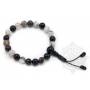 Malas pour poignet en agathe noire et blanche  (8mm)