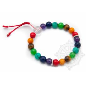 Malas pour poignet composé de perles (8mm) 7 chakras incluant: corail, ambre, oeil de tigre, jade, turquoise, lapis-lazuli, amét