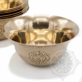 Jeu de 7 bols moyens d'offrandes en laiton (Gravés)