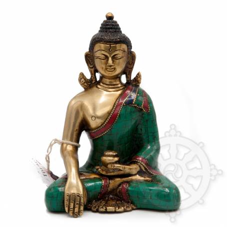 Bouddha Shakyamuni(H. 17 cm-Statues en laiton incrusté de pierres)