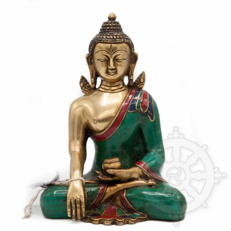 Bouddha Shakyamuni(H. 21 cm-Statues en laiton incrusté de pierres)