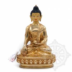 Sublime pièce d'artisanat! Statue de Bouddha Shakyamuni(H. 16 cm-Statues plaquées or 24k)