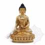 Sublime pièce d'artisanat! Statue de Bouddha Shakyamuni(H. 16 cm-Statues plaquées or 24k)