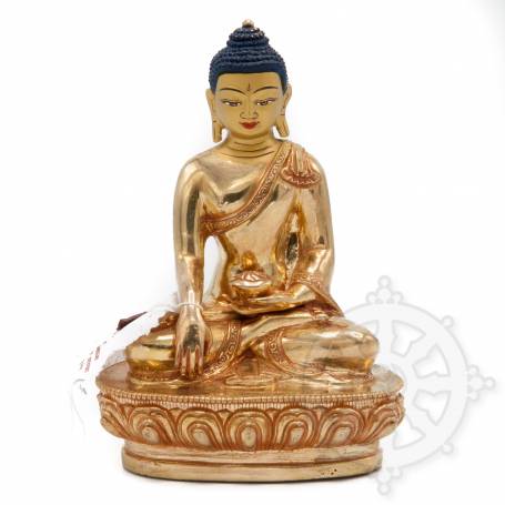 Sublime pièce d'artisanat! Statue de Bouddha Shakyamuni(H. 15 cm-Statues plaquées or 24k)
