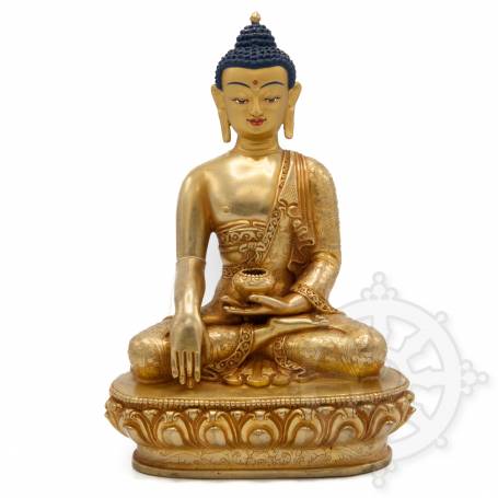 Pièce UNIQUE! Statue de Bouddha Shakyamuni(H. 20 cm-Statues plaquées or 24k)