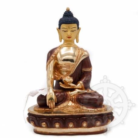 Très belle statue de Bouddha Shakyamuni(H. 20 cm-Statues plaquées or 24k (partiel))