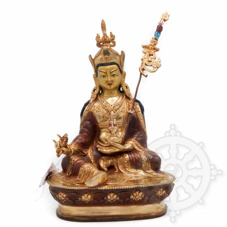 Très belle statue de Guru Rinpoché(H. 23 cm-Statues plaquées or 24k (partiel))