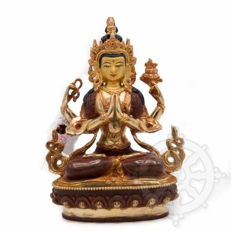 Très belle statue de Tchenrézi(H. 23 cm-Statues plaquées or 24k (partiel))