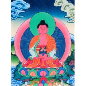 Superbe thangka de Bouddha Amitabha Av. brocart 30x45cm (Peint. 15cmx20cm) 
