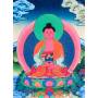 Superbe thangka de Bouddha Amitabha Av. brocart 30x45cm (Peint. 15cmx20cm) 