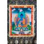 Exceptionnelle thangka de Bouddha Sangye Menla Av. brocart 70x110cm (Peint. 50cmx38cm) Qualité monastère