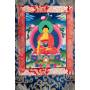 Superbe thangka de Bouddha Shakyamuni Av. brocart 30x45cm (Peint. 15cmx20cm) 