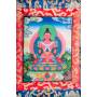 Superbe thangka de Bouddha Amitayus Av. brocart 30x45cm (Peint. 15cmx20cm) 