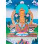 Exceptionnelle thangka de Bouddha Maitreya Av. brocart 70x110cm (Peint. 50cmx38cm) Qualité monastère