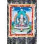 Exceptionnelle thangka de Tchenrézi Av. brocart 70x110cm (Peint. 50cmx38cm) Qualité monastère