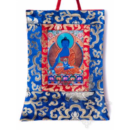 Mini-thangkas pour votre autel  - Bouddha Sangye Menla Av. brocart 23x28,5cm (Repro. 9cmx14,5cm) - 