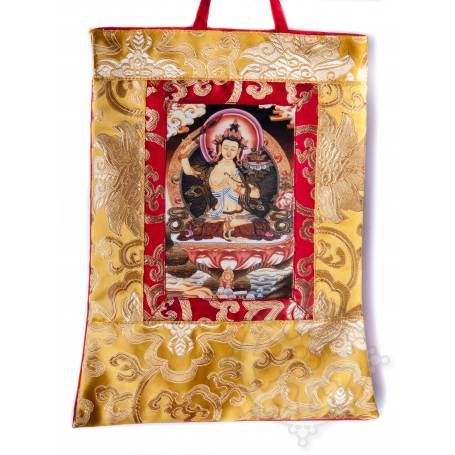 Mini-thangkas pour votre autel  - Manjushri Av. brocart 23x28,5cm (Repro. 9cmx14,5cm) - 