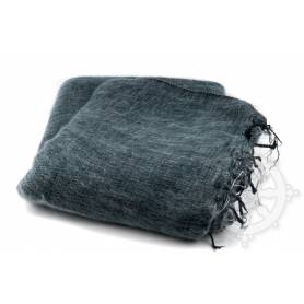Couverture de méditation Gris foncé pour l'été (Laine de yack/coton, L. 220 x l. 120cm)