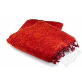 Couverture de méditation Rouge orange pour l'été (Laine de yack/coton, L. 220 x l. 120cm)