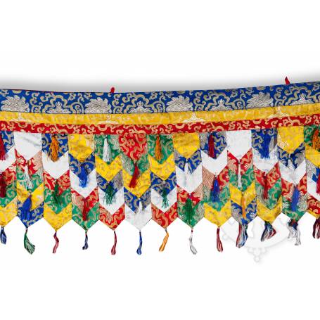 Fronton mural de très grande qualité en brocart multicolore (Brocart de soie brodé, L. 5m x H. 40cm)